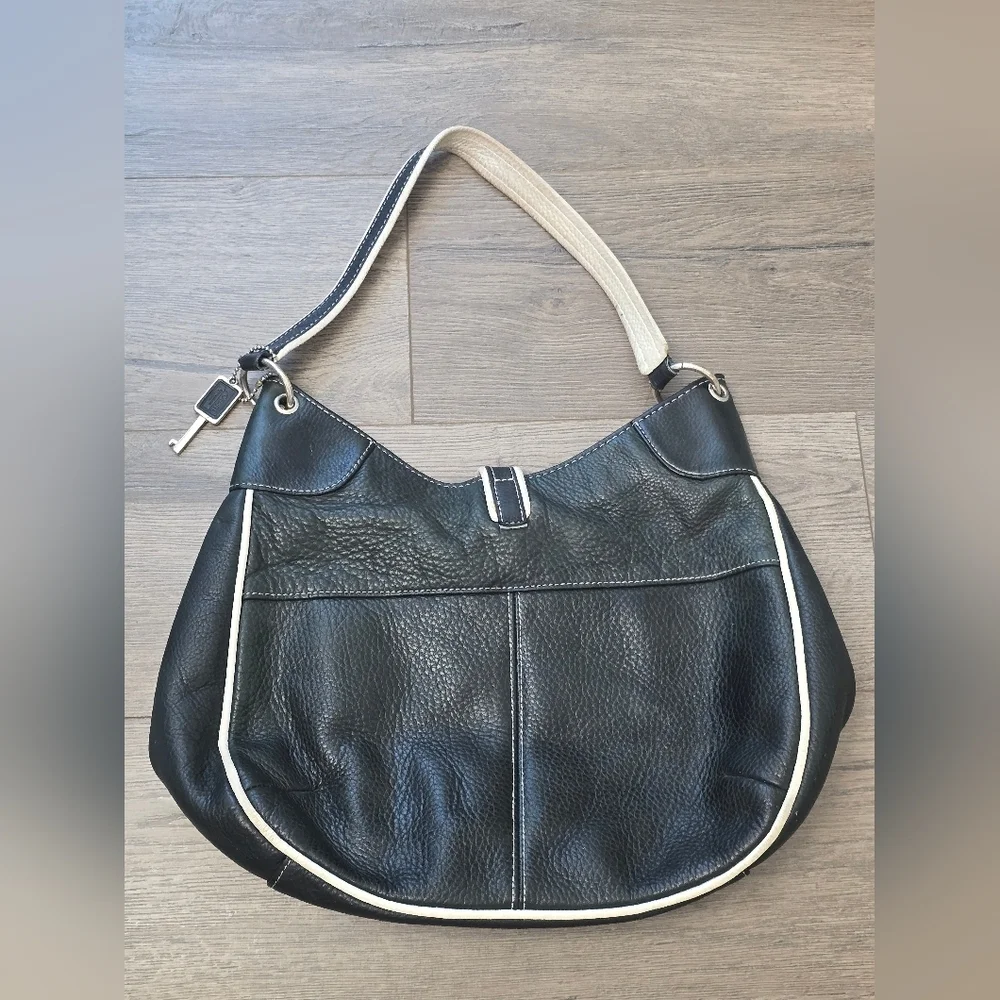 Fossil Y2K Leather Satchel Handbag Chunky Silver Hardware Boho Hippie